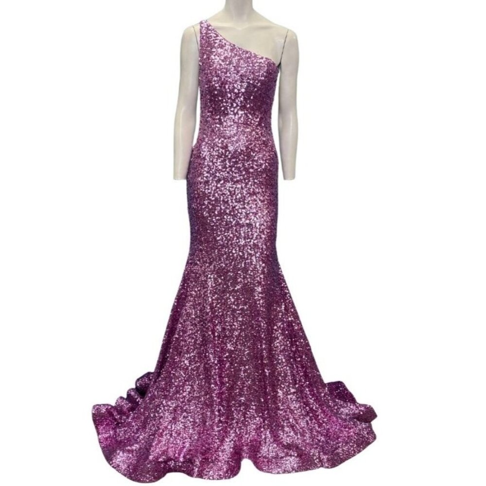 Jovani Lilac Sequin One Shoulder Prom Pageant Gown 23076 Size 8 NWT